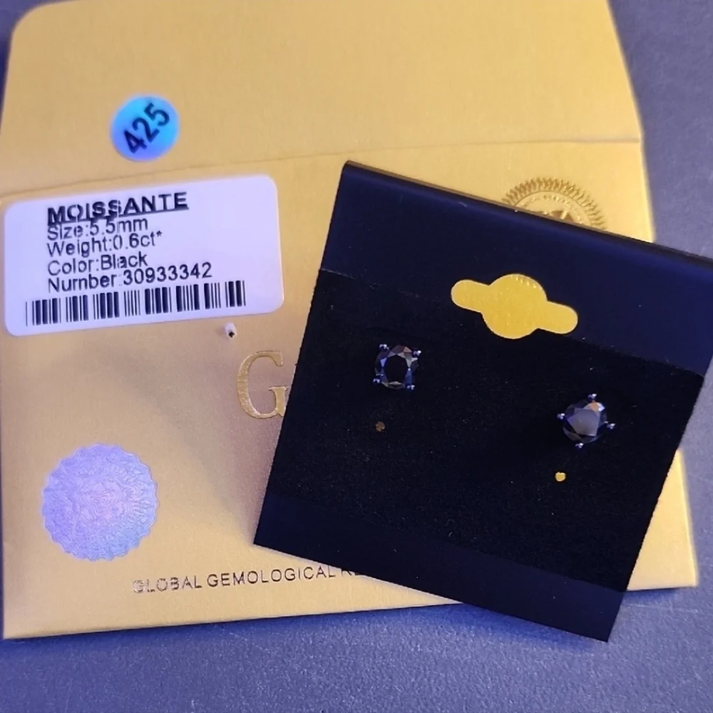 Moissante Black Stud Earrings #1 - Picture 3 of 3